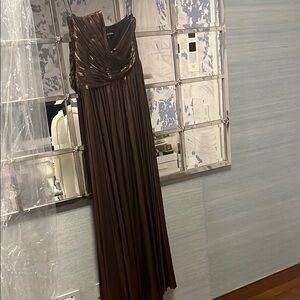Retrofete Brown One Shoulder Cocktail Gown